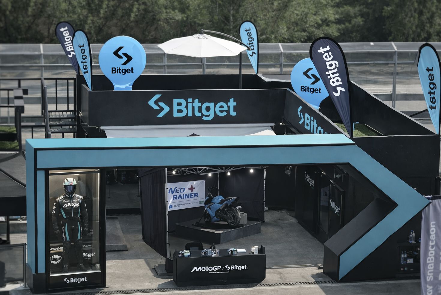 Bitget MotoGP booth exterior render