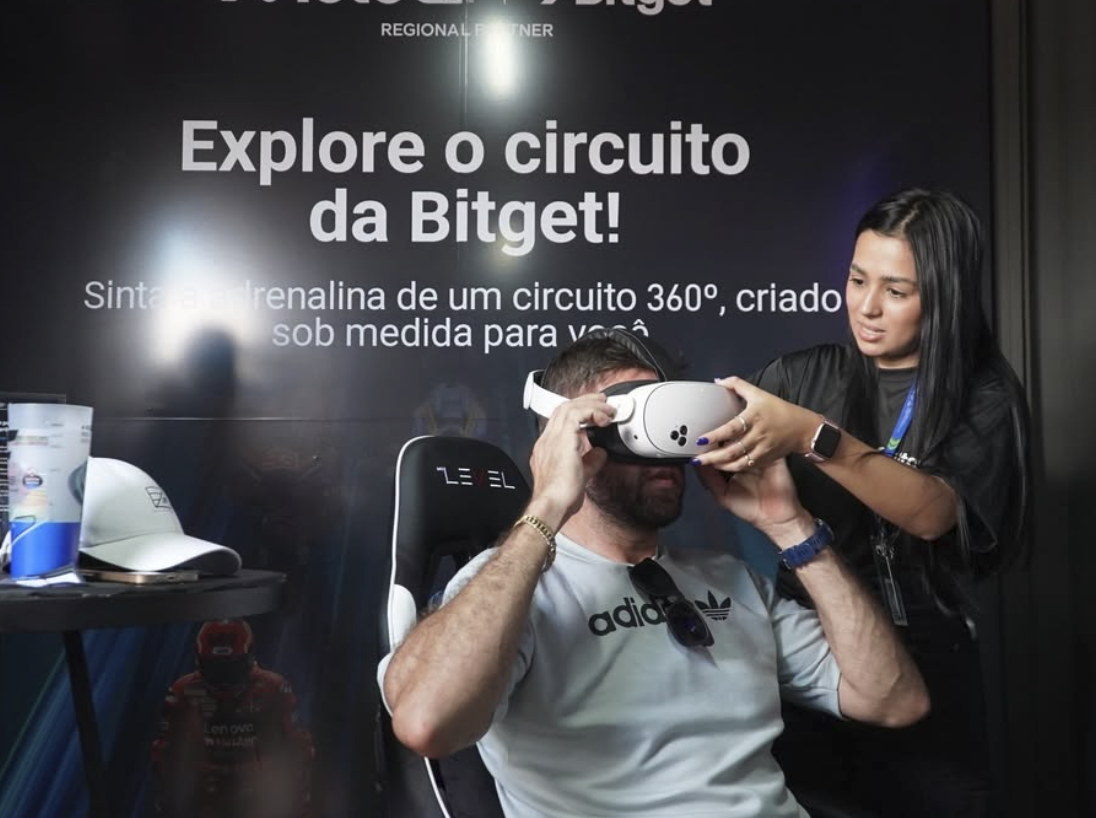Guest trying the VR experience with promoter assistance